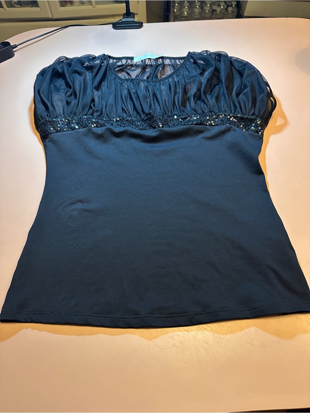 Anne Fontaine Sheer Yoke sequined top